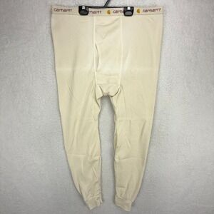 Carhartt Mens 2XL Thermal Long John Pants Cream K57 Cotton Base Layer 2X-Large